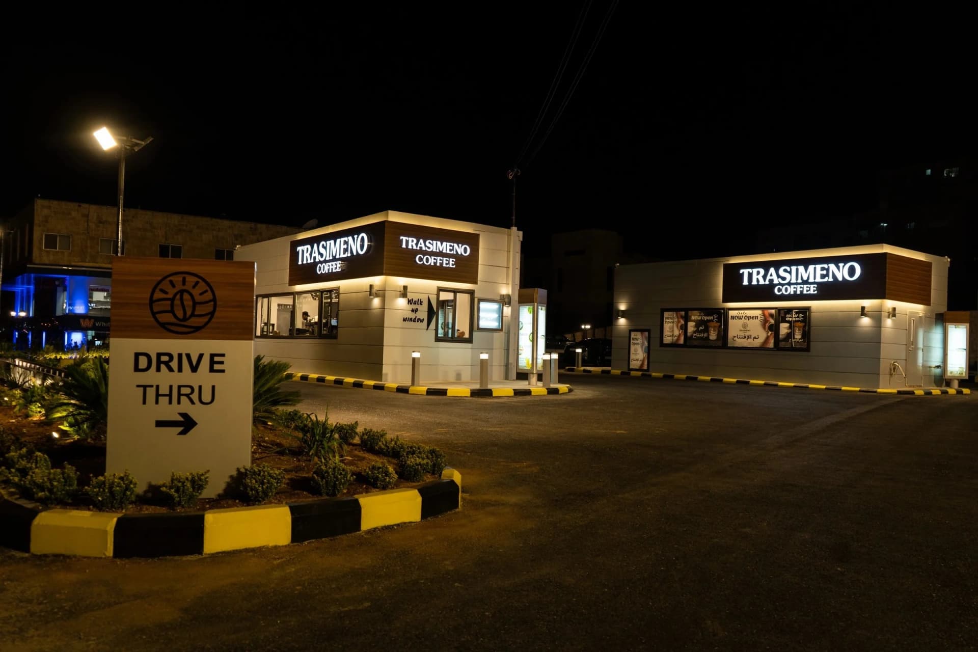 A Trasimeno Coffee branch at night